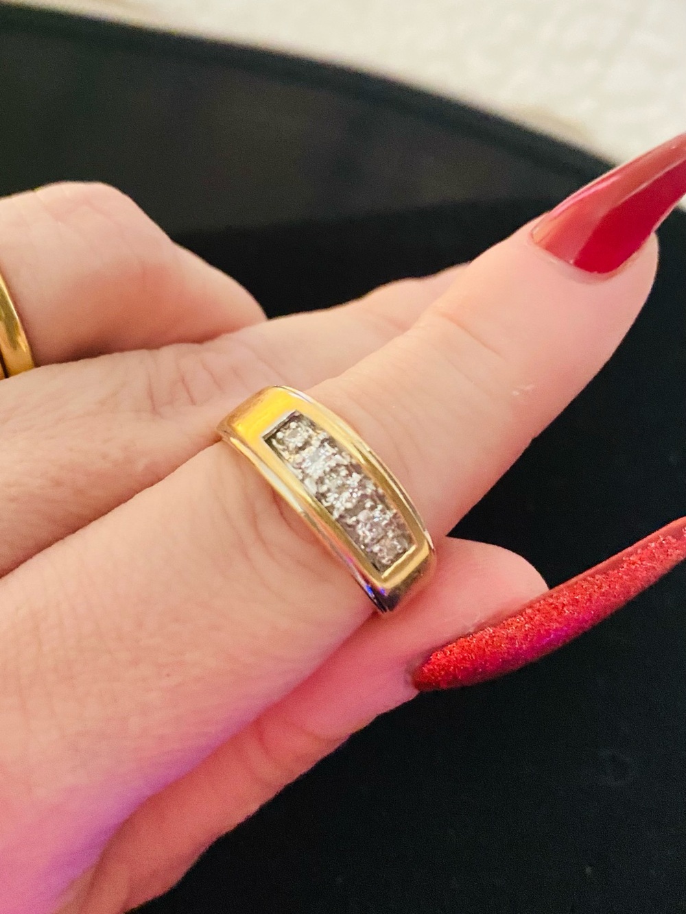 Men’s Vintage 14k Gold 5 Diamond Wedding Channel Setting Band Ring 7.54g Size 11